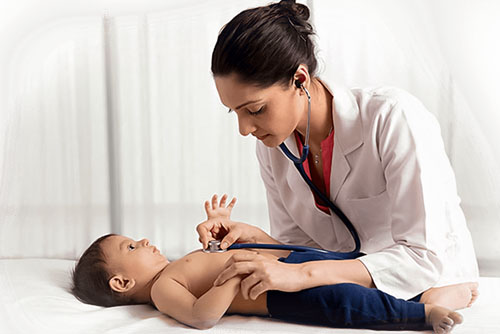 Eye doctor with female patient during an examination in modern clinic